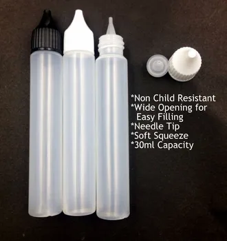 

100pcs Bottle 30ml PE dropper bottles e liquid Plastic empty slim oil eliquid bottle Pen Shape black with long caps