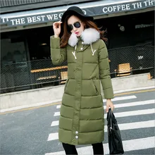 2018 autumn and winter new women s padded jacket longer section Nagymaros collar coat solid color