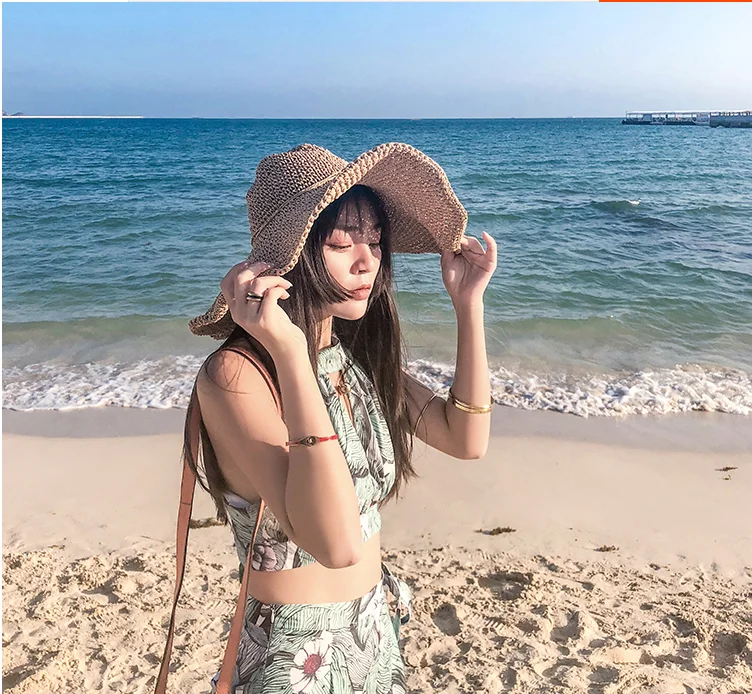 Летние Шапки для Для женщин Мода Дизайн Для женщин Beach Sun Hat Складная соломенной шляпе