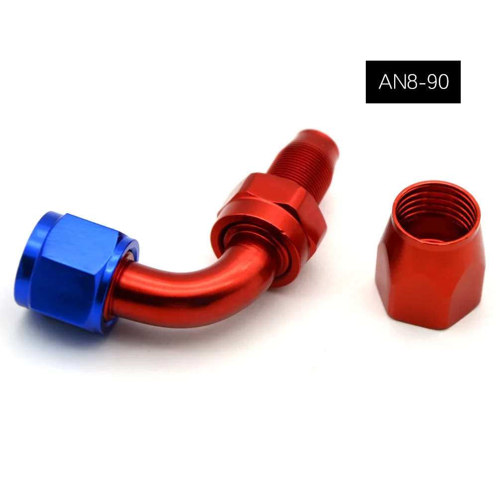 AN8 Алюминиевый Поворотный PTFE тефлоновый Шланг Концевой фитинг прямой 45 90 180 градусов для тефлонового масла топливной линии - Цвет: 90 degree