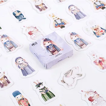 

45PCS/box New Magic rabbit Album Paper Lable Stickers Crafts And Scrapbooking Decorative Lifelog Sticker Cute Stationery