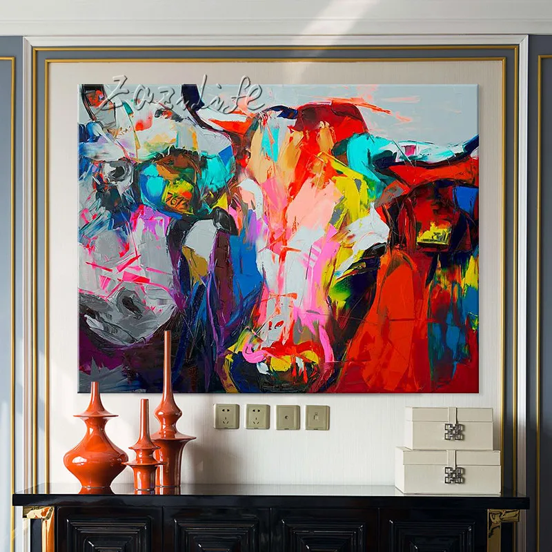 Oil painting On Canvas Wall Pictures Paintings For Living Room Art Pop art Bull modern abstract hand painted 17 | Дом и сад