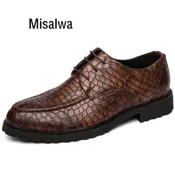 Misalwa/мужские итальянские свадебные туфли; деловая обувь с перфорацией типа «броги»; повседневные мужские лоферы с узором «крокодиловая