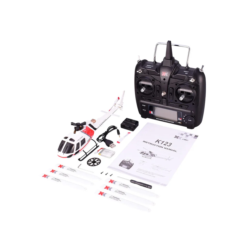 Wltoys XK AS350 K123 6 канальный 3D 6G игрушка с дистанционным управлением Φ RTF передатчиком