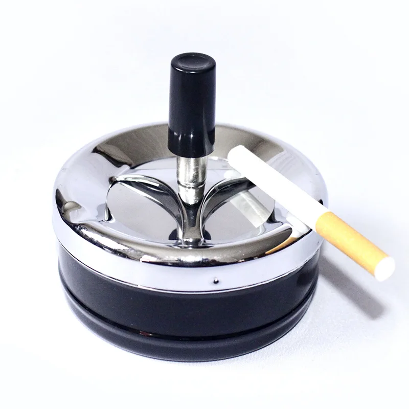 

9.5*9cm Portable Dining Table Round Rotating Cigarette Ash Tray Hotel Decoration With Lid Ashtray