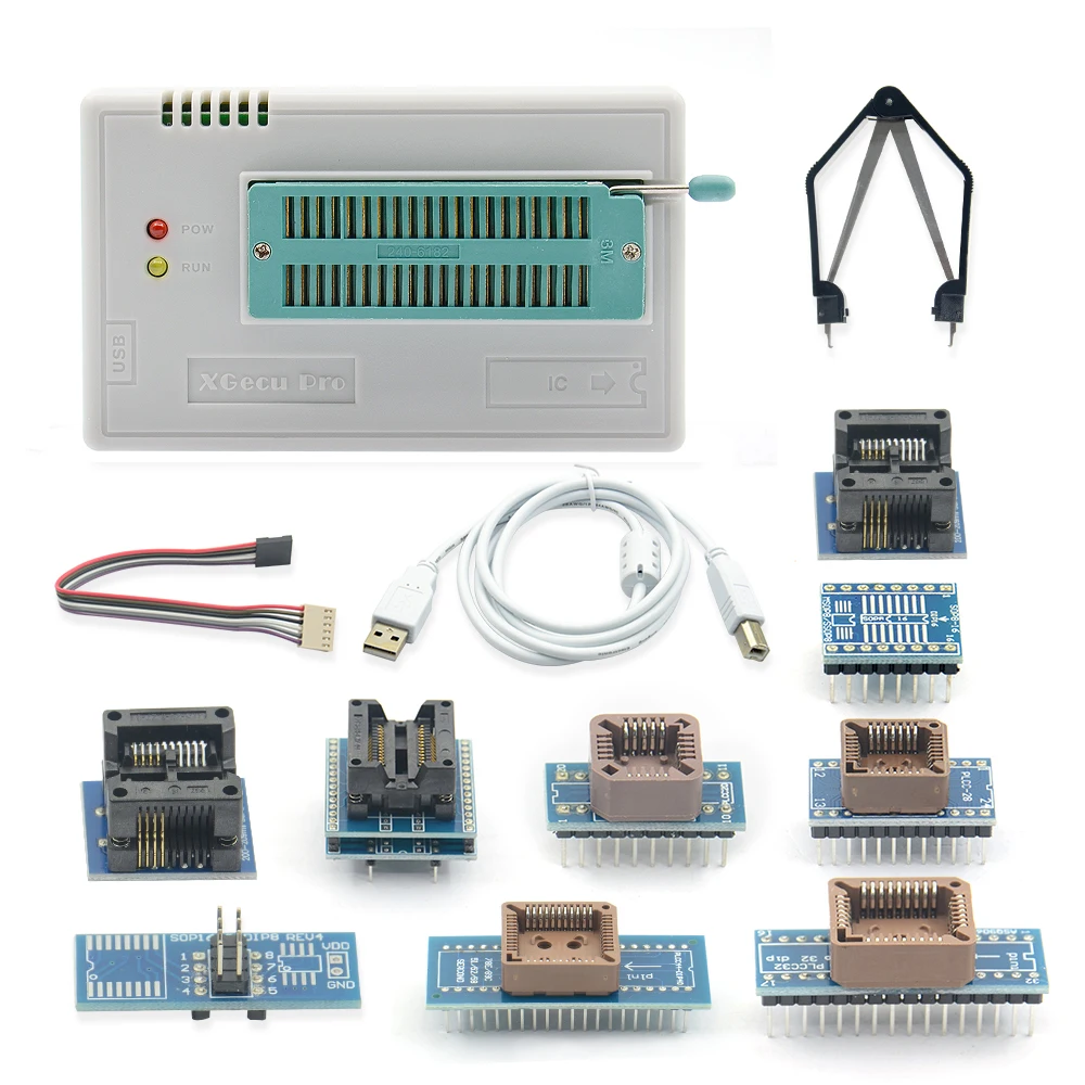 

Original minipro TL866II Plus V8.33 TL866II USB Universal BIOS nand flash 24 93 25 mcu Programmer+10 IC Adapters