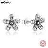 Pendientes pequeños de plata de ley 100% con forma de corazón y Flor de wastu, pendientes pequeños de Plata de Ley 925 para mujer, regalos de joyería de compromiso de boda ► Foto 2/6