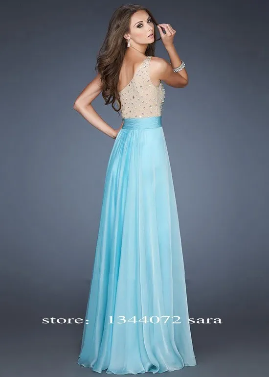 Magenta One Shoulder Paradise Beaded Back Long Prom Dress_1_conew2