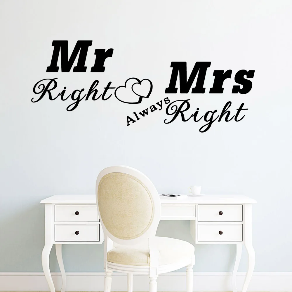 

Beauty Mr. right & Mrs. Right Decal Removable Vinyl Mural Poster for Living Room Company School Office Decoration Wall Decals