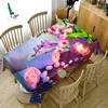 Nappe à motif de fleurs violettes 3D, tissu lavable, rectangulaire et rond, en coton épais, anti-poussière ► Photo 2/6