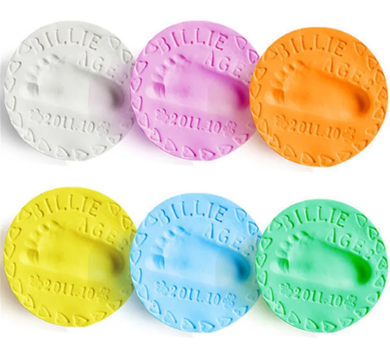

Baby care Air Drying Soft Clay Baby Handprint Footprint Imprint Kit Casting Parent-child hand ink pad fingerprint 7 Colors