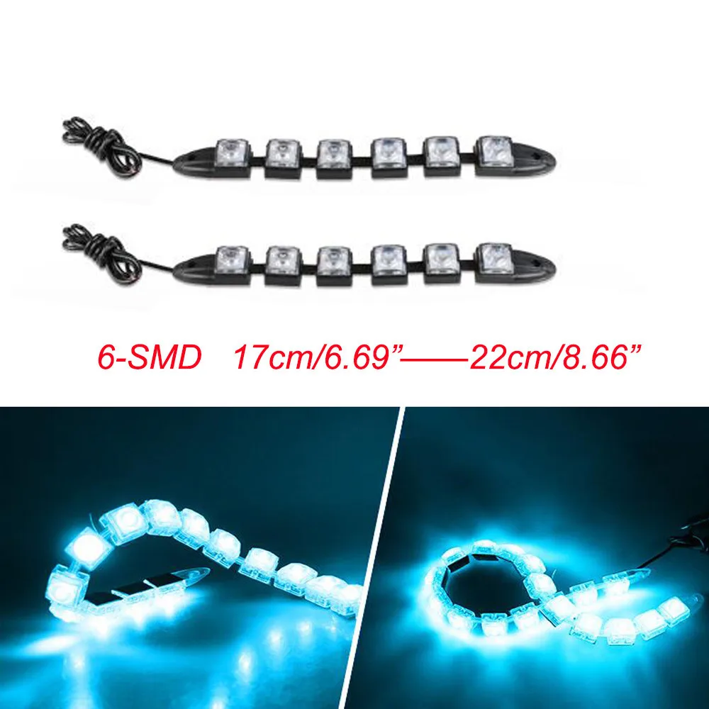 6 20 Led Ice Blue Car Cob Drl Driving Fog Light Flexible