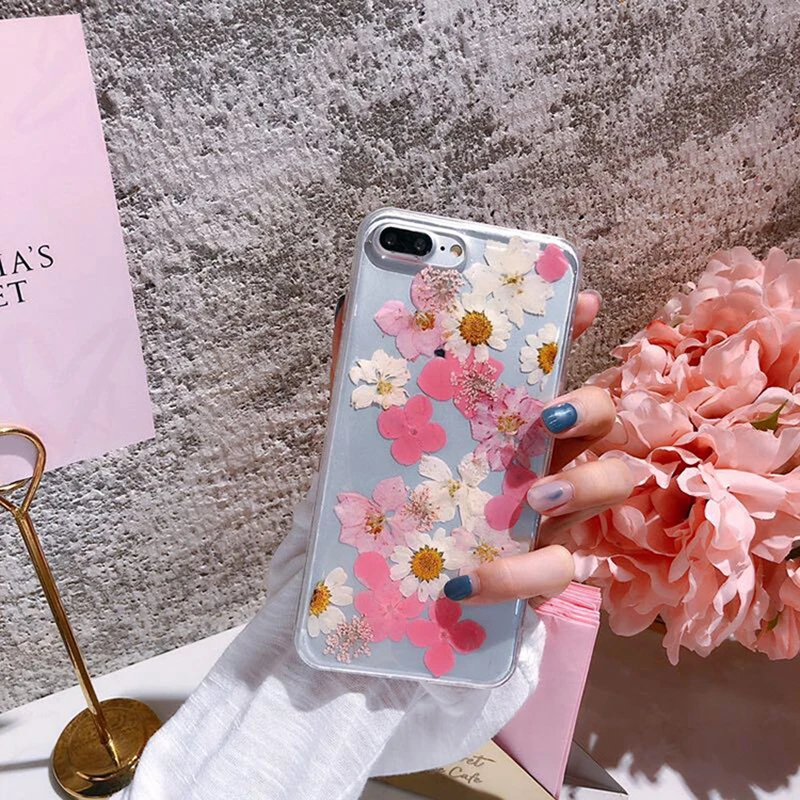 Mayitr Case For iphone 7 8 6 6s plus X XR XS Max Real Dried Pressed Flowers Soft Cover For iPhone XS Max XR X 6 7 8 Plus Fundas