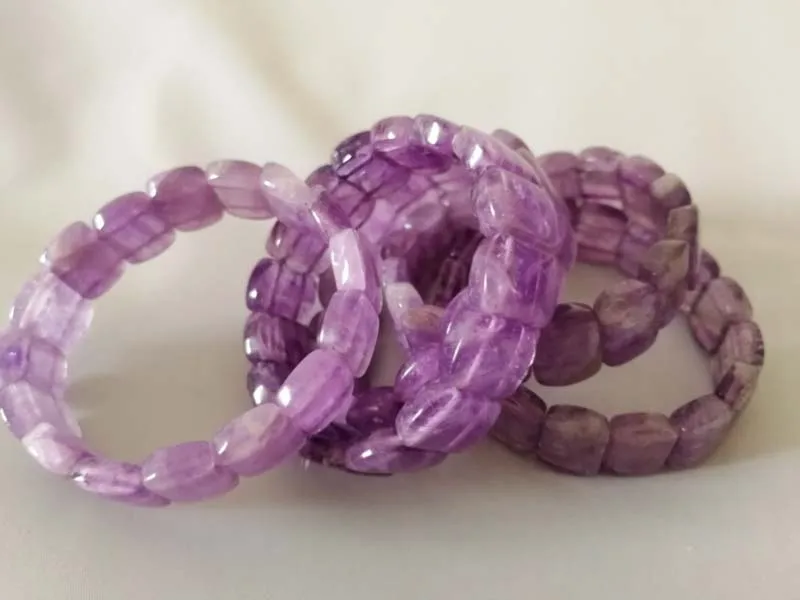 

amethyst square 10*15mm bracelet 7.5inch FPPJ wholesale beads nature