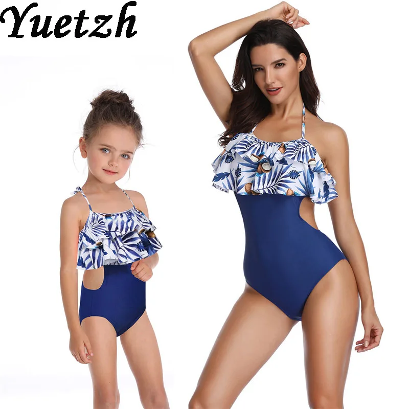 Billig Neue familie mädchen bademode one stück badeanzug kinder kind schwimmen anzug frauen schwimmen tragen mutter daugher bademode badeanzüge