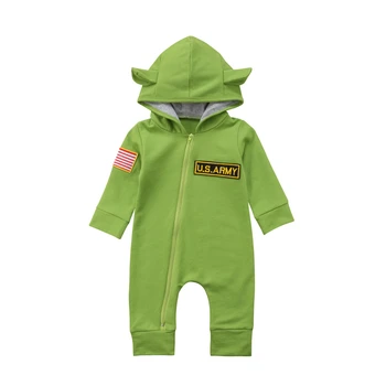 

Newborn Baby Girl Boy US ARMY Romper Sunsuit Jumpsuit Clothing Toddler Boys Girl Cotton Hooded Rompers Overalls Set Clothes Tops