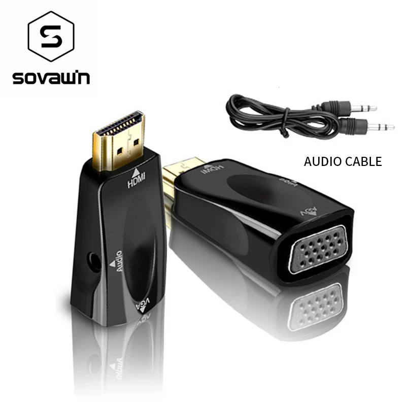  HDMI al Convertitore del VGA Maschio a Femmina 3.5mm Adattatore Audio di Trasmissione Dati per PC D