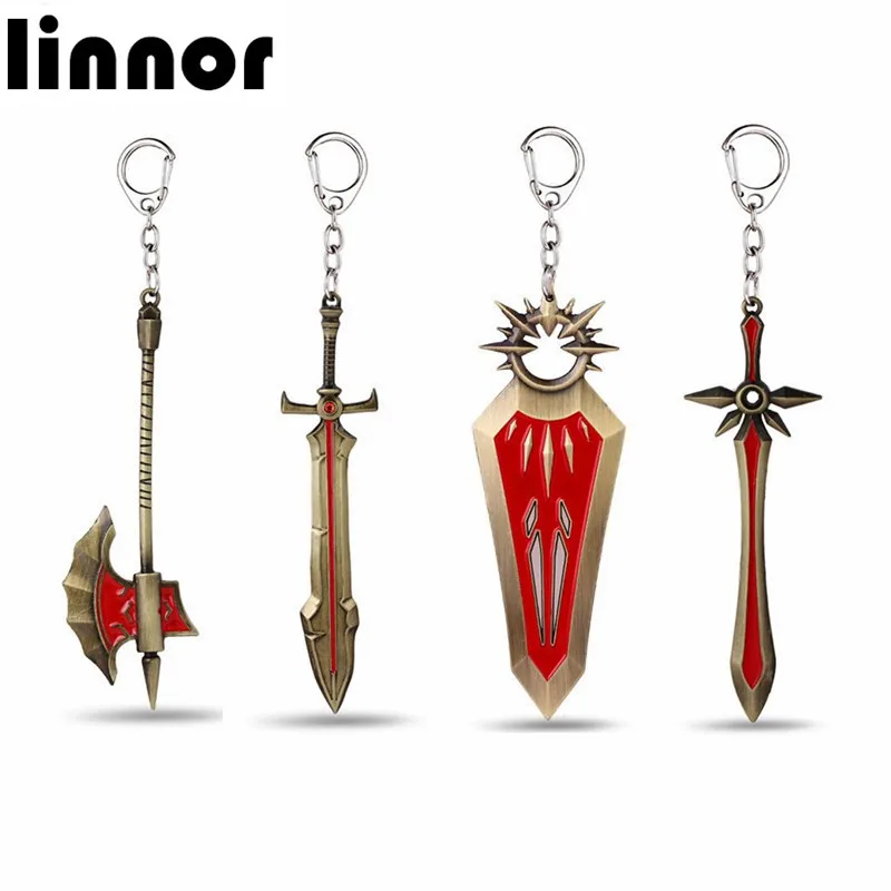 LoL чавейру Лига Леона легенды брелоки в виде оружия брелок для ключей форме щита