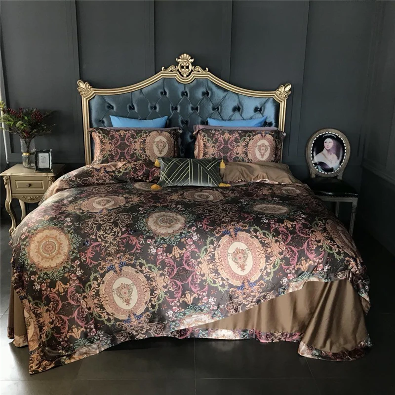 Luxury 80s Silk Cotton Brocade Bohemia Bedding Set Ddigital