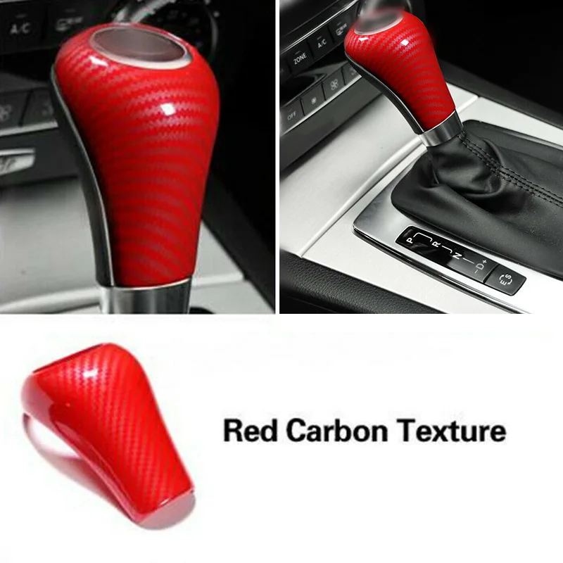 

ABS Plastic Gear Shift Knob Cover Stickers Decals Parts For Mercedes w204 w212 Carbon Fiber Style High quality