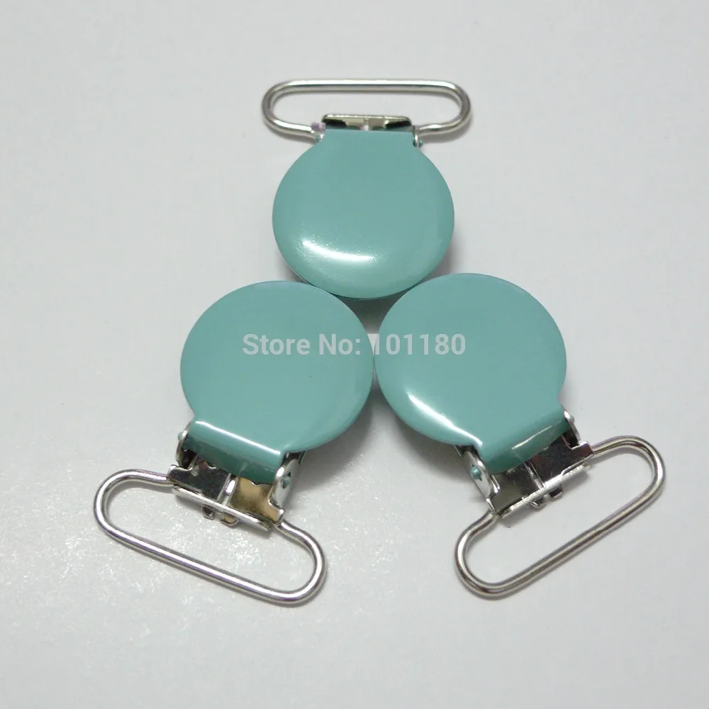 

25pcs 1'' 25mm #34 Turquoise Enamel Round Suspender Clips