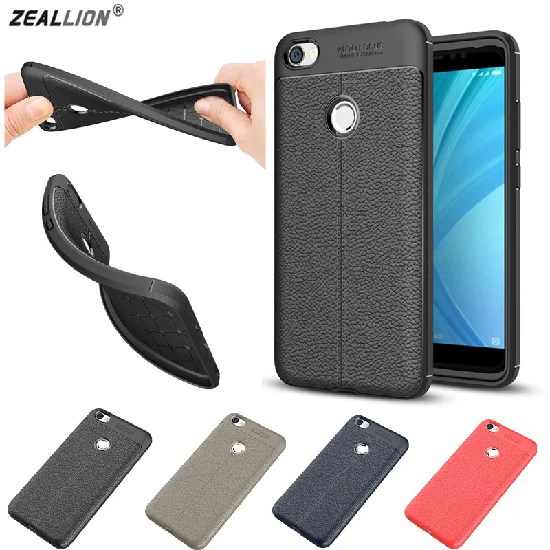 

ZEALLION For Xiaomi Mi5x 6 Note 3 Max 2 Redmi 4 5 Plus Note 5ALitchi Grain TPU Soft Silicone Shockproof Back Case Cover