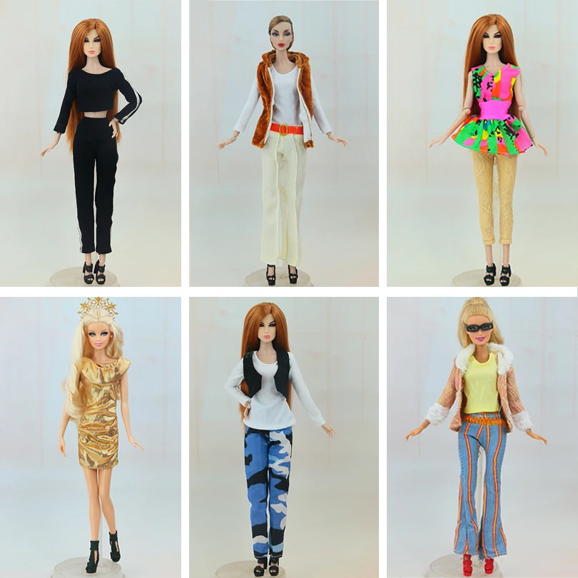

Randomly Pick Lot 20 Pcs = 10 Shoes +10 Sets Fashion Outfit Blouse Trousers Dress Shorts Pants Skirt Clothes For Barbie Doll