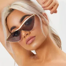 Металлические солнцезащитные очки "кошачий глаз", женские классические маленькие треугольные ретро солнцезащитные очки, прозрачные градиентные винтажные очки UV400