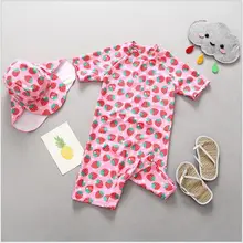 Международная торговля детский купальный костюм для девочек купальник небольшой клубника непрерывной солнцезащитный крем серфинг костюм для 2-7 лет для девочек