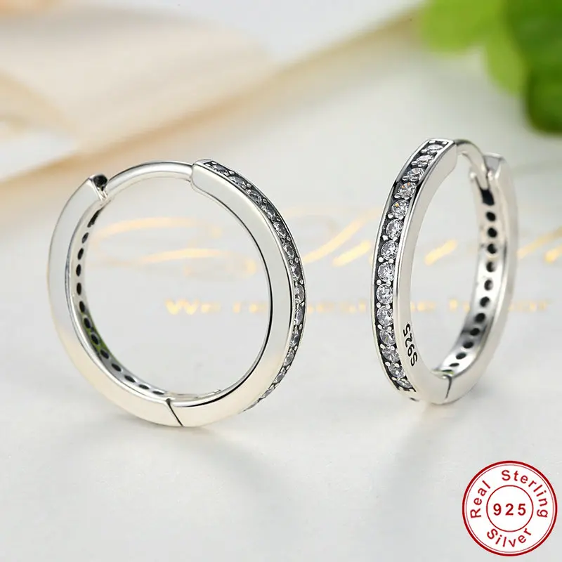 Новое поступление Серебро 925 пробы вечерние вечности серьги-кольца с прозрачными камнями для Для женщин леди Аутентичные,, ювелирное изделие, подарок