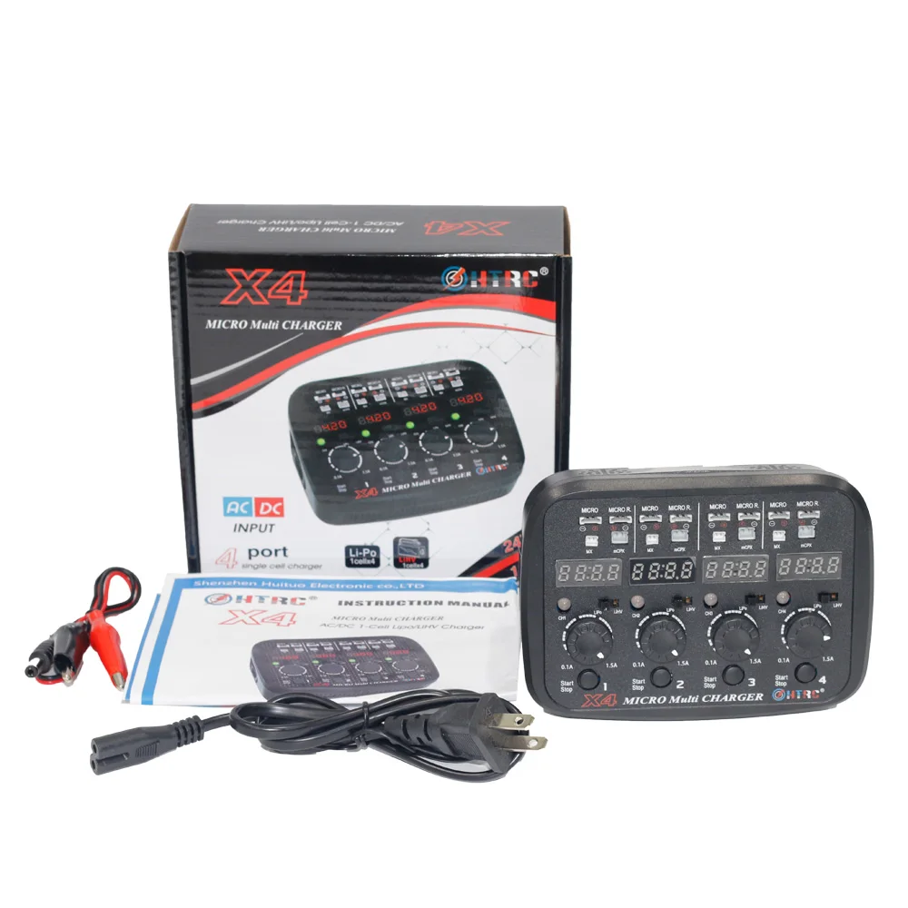 HTRC 100 240V AC DC 4x1s 24W 1.5A Quattro 1s Lipo/Lihv Micro зарядное устройство для Micro/Micro Reverse/MX/mCPX