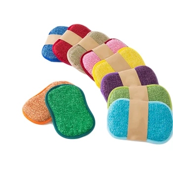 

2019 Microfiber Kitchen Antibacterial Scouring Pads Double Sided Sponges Scratching Washing Dish Towels Scrubbing Cleaning Tools