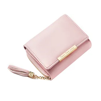 

CHALLEN Tassel Women High Quality Wallet Small Women Short Leather Women Wallets Zipper Purses Portefeuille Female Purse Clutch