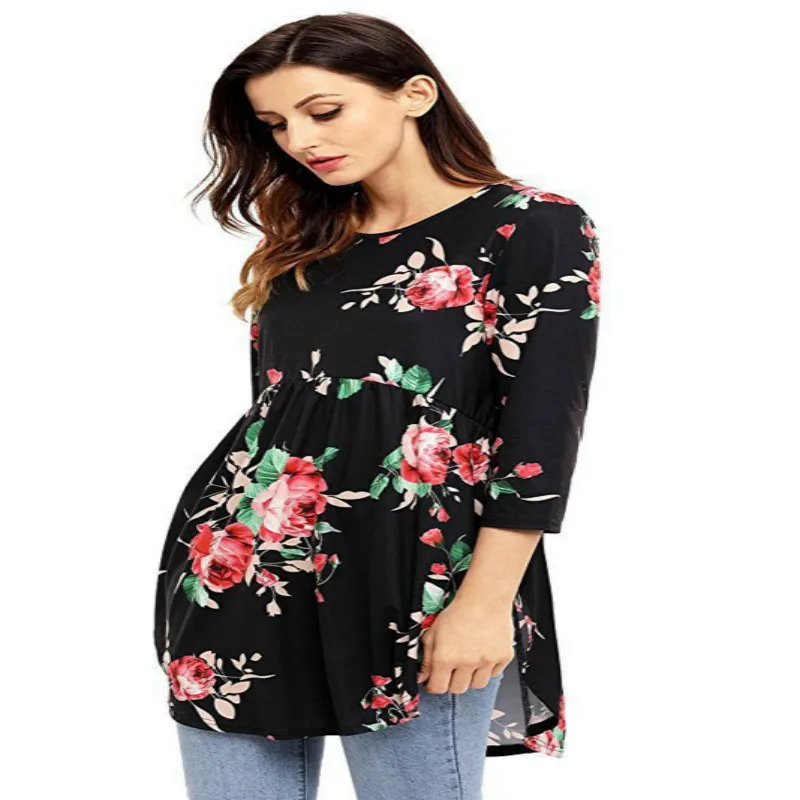 MODENGYUNMA Maternity Dresses Autumn The New Fashion Printing Round Neck Pregnancy ClothesT-shirt Medium Length Pregnant Dress MODENGYUNMA Maternity Dresses Autumn The New Fashion Printing Round Neck Pregnancy ClothesT-shirt Medium Length Pregnant Dress