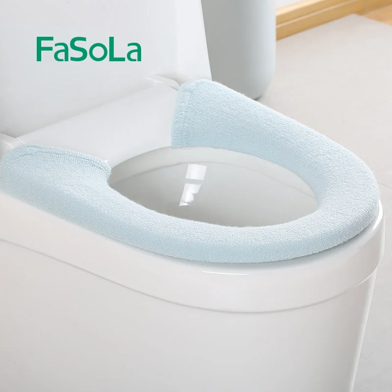 

Fasola Toilet seat Cushion Winter Thickened Cushion plush button Universal Comfortable Bathroom Toilet seat Cover Washable