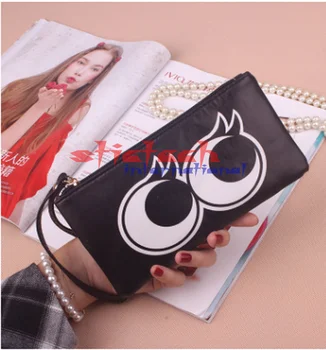 

by dhl or ems 50pcs 2017 Ms. Women Lady Cute long thin female cartoon eyes Pattern wallet Coin Purse with large capacity