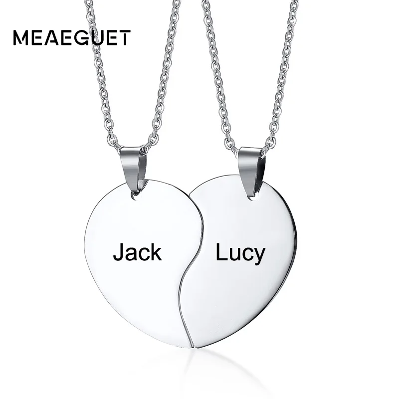 Hombre Mujer Parejas Acero Inoxidable Colgante De Corazón Rompecabezas amor collar conjunto 2 un