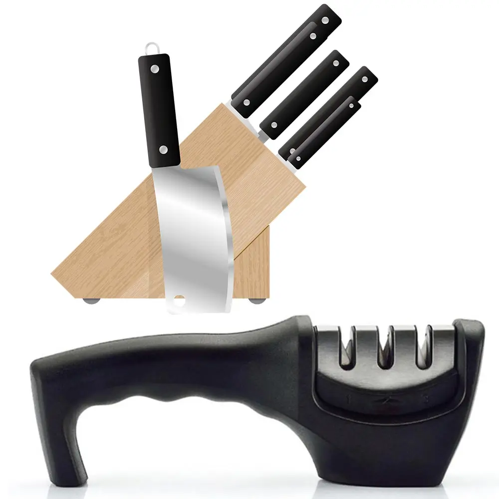 

Knife Sharpener Stainless Steel 3 Stages Professional Kitchen Tool Sharpening Stone Grinder Knives Whetstone Diamond Sharpener