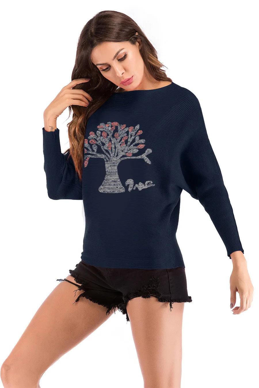 Gladiolus 2018 Autumn Winter Sweater Women Long Sleeve Rhinestone Pattern Slim Knitted Christmas Sweater Women Jumpers Pullover (53)