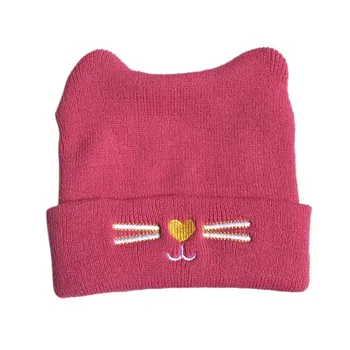 

Toddler Hats Winter Milk Boys Girls Baby Caps Warm Knitted Newborn Hats Cute Cartoon Cat Ear