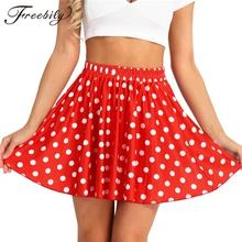 Модная Женская Базовая Универсальная эластичная юбка-клеш со средней талией в горошек, повседневные мини-юбки для лета, вечерние женская короткая юбка