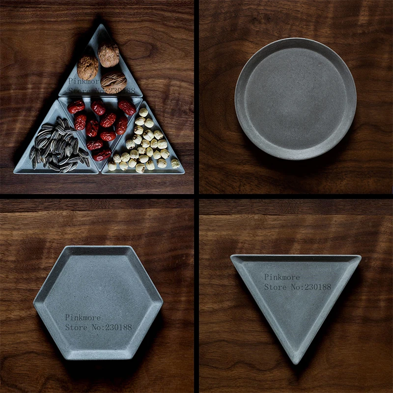 

Geometric design of round concrete tray silicone mold creative hexagon fruit tray cement tray mold