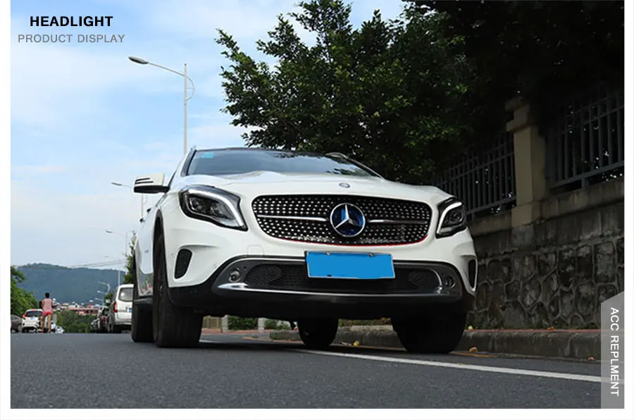 2 шт. светодиодный фары для Mercedes-Benz GLA- светодиодный автомобильный фонарь ангельские глазки полный светодиодный комплект противотуманных фар Светодиодный дневные ходовые огни