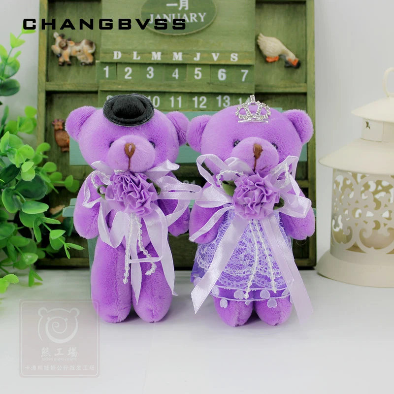 2 piezas Weeding decoración regalos Mini muñecas del oso de peluche juguetes 14 cm parejas oso de peluche juguetes de peluche de felpa animales peluches de animales