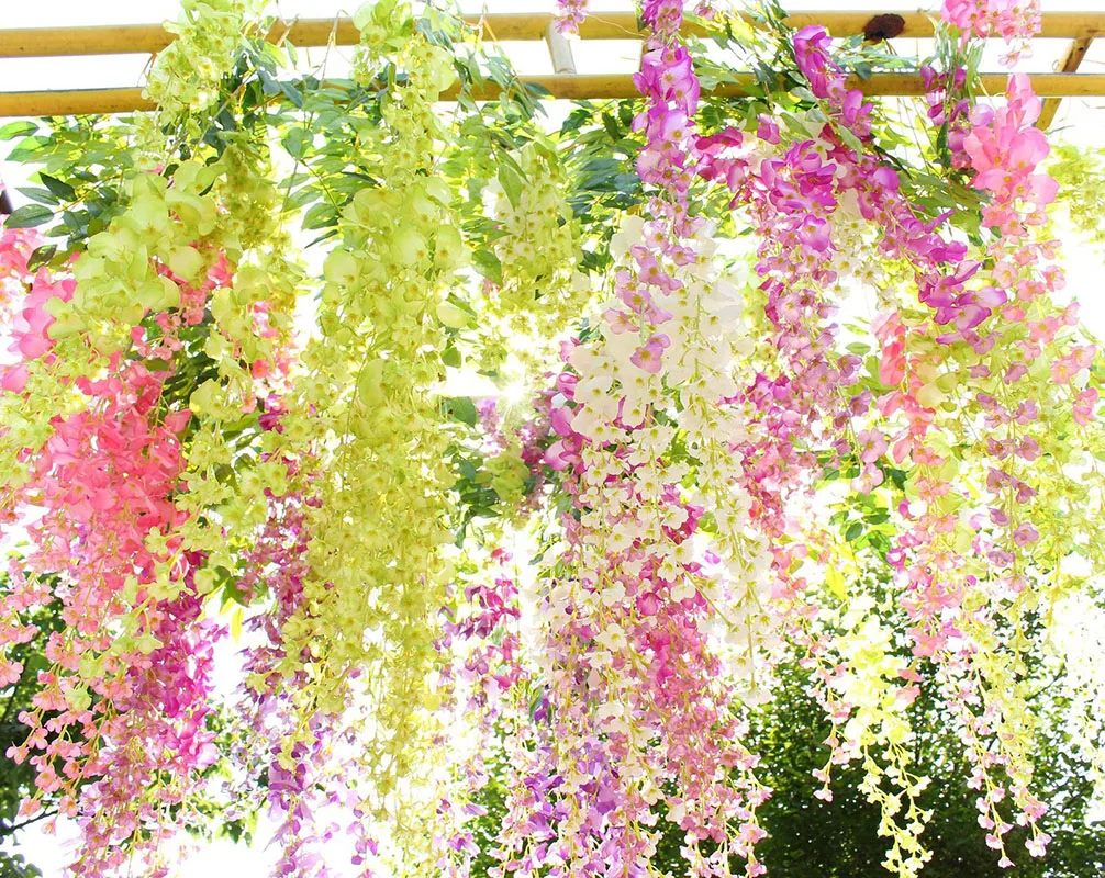 

20pcs/lot Artificial Wisteria Flowers Silk Wall Hanging Flower DIY Wedding Arch Home Party Decoration Hotel/studio Photo Props