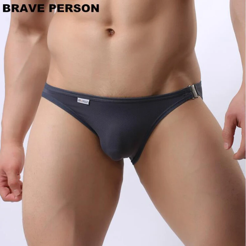 

New Arrival Brand Brave Person Men's Sexy Fashion Mini Briefs Bikini Side Metal Buckle Underwear Men Briefs High Quality B1146