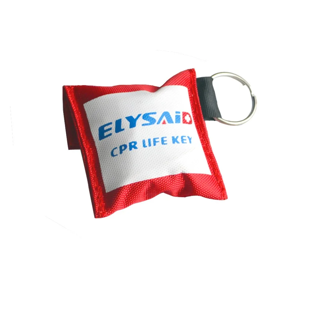 

50Pcs/Pack ELYSAID CPR Rescue Mask Face Shield CPR Mask With Keychain One Valve For First Aid Training With Gloves For Healthy