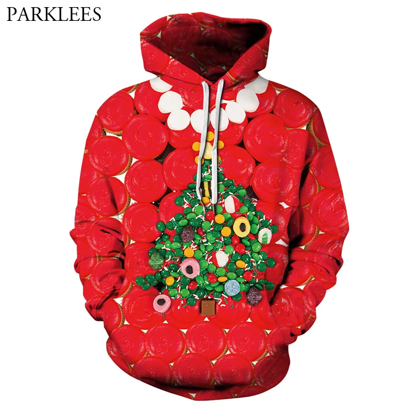 3D Candy Christmas Tree Print Hoodies Men Women 2018 Hip Hop Casual