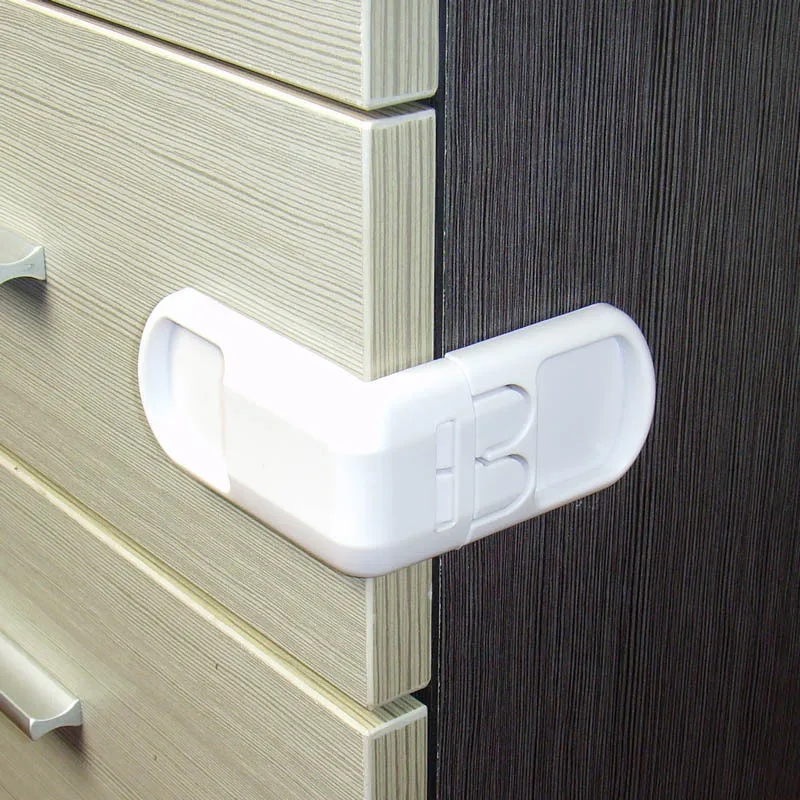 

2pcs/set Children Safety Locks Double Button Multifunctional Drawer Door Lock 90 Degree Fridge Lock for Kids Safety Care