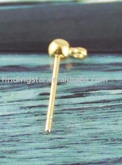 100 шт, Золотая цветная пластина, ушной шар, столб с петлей#19980